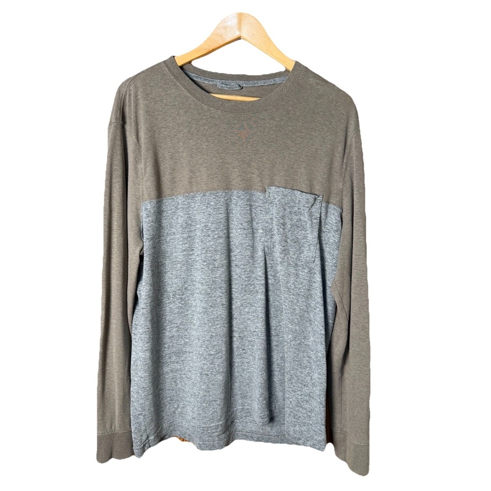 UpWest Resort Mercantile Raglan Shirt‎ Mens Khaki & Gray Long Sleeve Tee Large